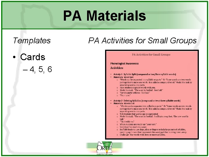 PA Materials Templates • Cards – 4, 5, 6 PA Activities for Small Groups