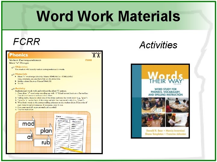 Word Work Materials FCRR Activities 