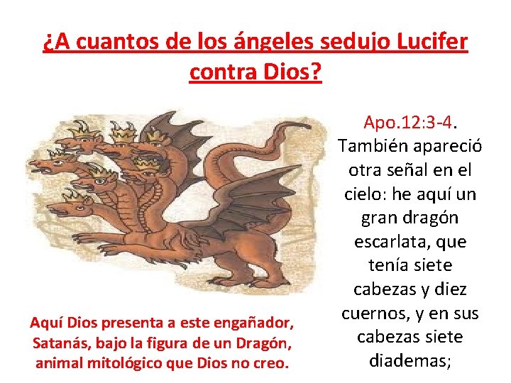 ¿A cuantos de los ángeles sedujo Lucifer contra Dios? Aquí Dios presenta a este