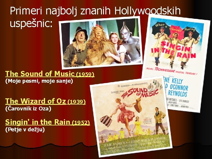 Primeri najbolj znanih Hollywoodskih uspešnic: The Sound of Music (1959) (Moje pesmi, moje sanje)