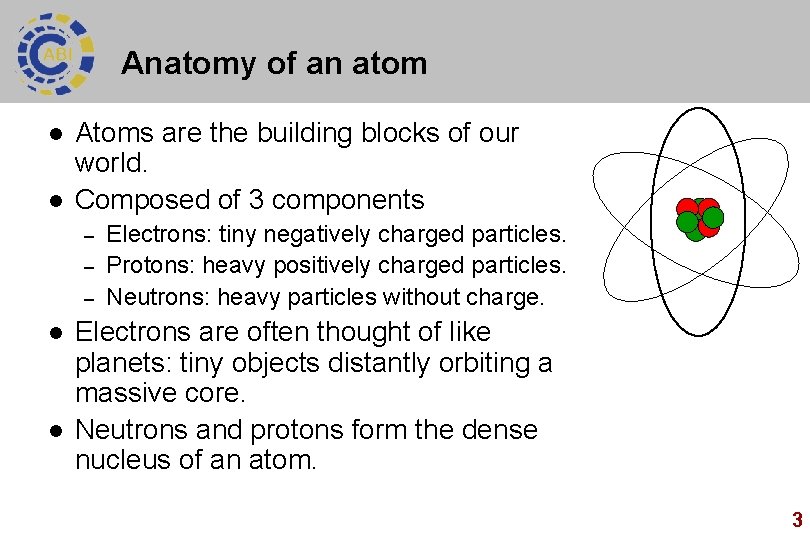 Anatomy of an atom l l Atoms are the building blocks of our world.