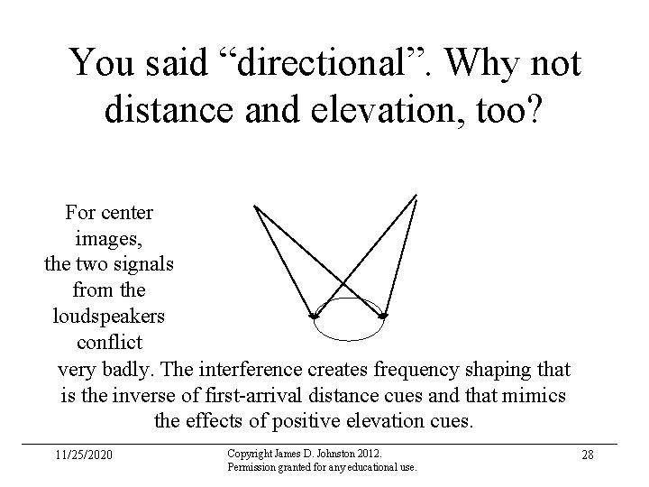 You said “directional”. Why not distance and elevation, too? For center images, the two