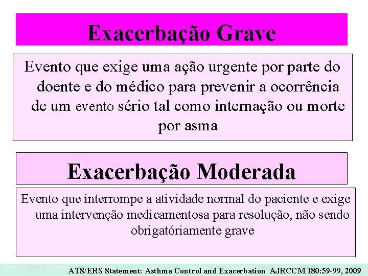 Exacerbação Grave Evento que exige uma ação urgente por parte do doente e do