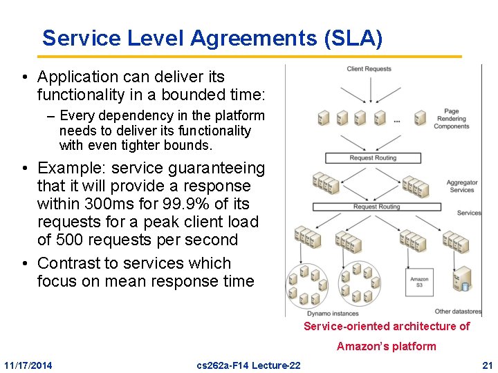 Service Level Agreements (SLA) • Application can deliver its functionality in a bounded time: