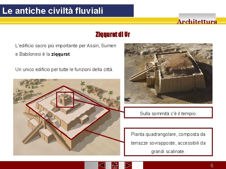 Le antiche civiltà fluviali Architettura Ziqqurat di Ur L’edificio sacro più importante per Assiri,