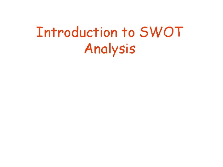 Introduction to SWOT Analysis 