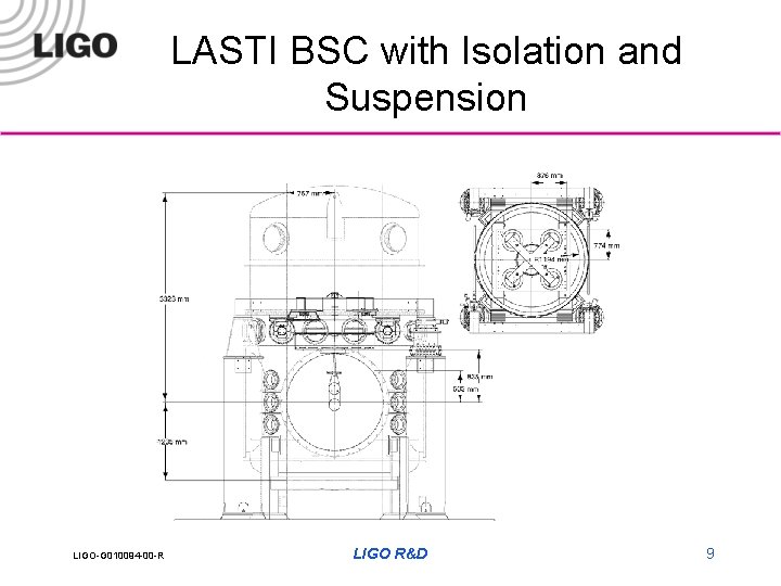 LASTI BSC with Isolation and Suspension LIGO-G 010094 -00 -R LIGO R&D 9 