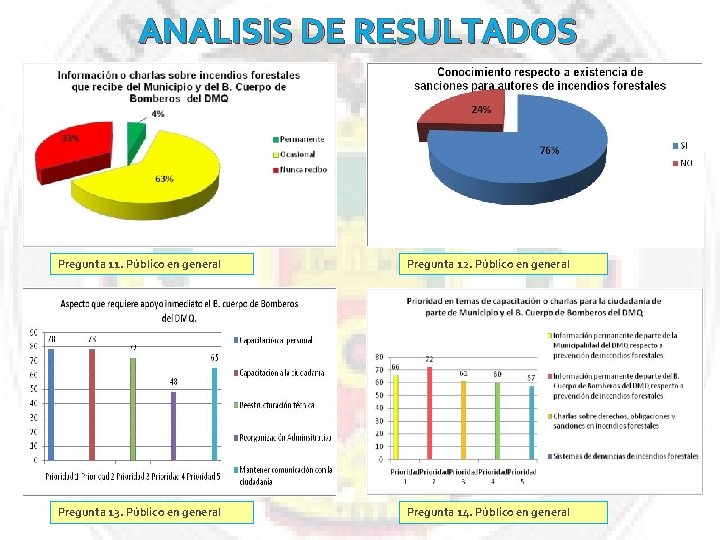 ANALISIS DE RESULTADOS Pregunta 11. Público en general Pregunta 12. Público en general Pregunta