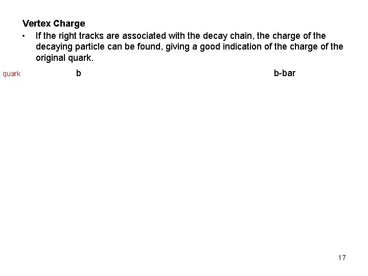Vertex Charge • If the right tracks are associated with the decay chain, the Vertex Charge • If the right tracks are associated with the decay chain, the