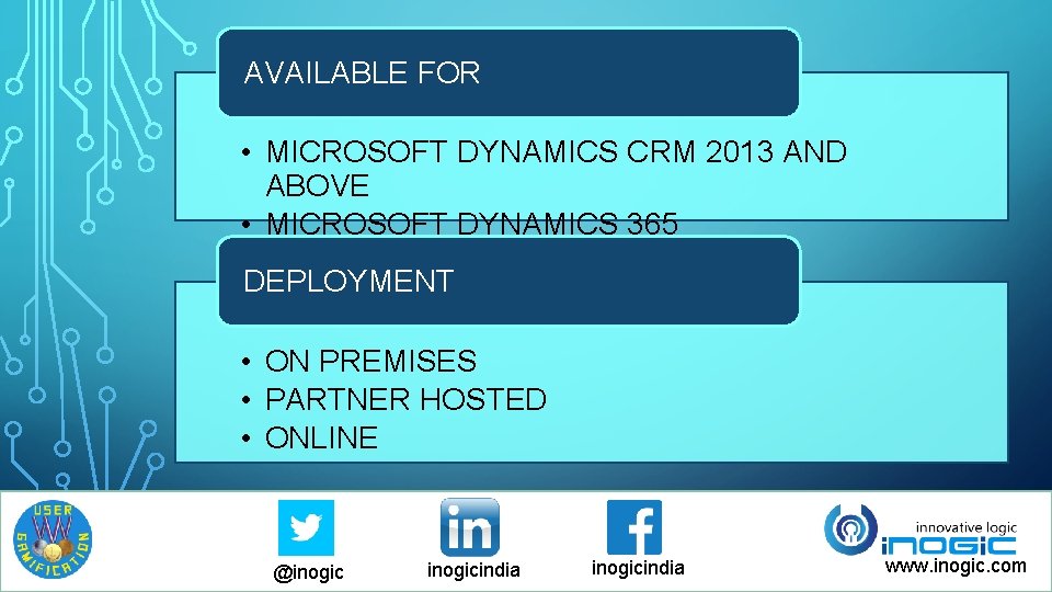 AVAILABLE FOR • MICROSOFT DYNAMICS CRM 2013 AND ABOVE • MICROSOFT DYNAMICS 365 DEPLOYMENT AVAILABLE FOR • MICROSOFT DYNAMICS CRM 2013 AND ABOVE • MICROSOFT DYNAMICS 365 DEPLOYMENT