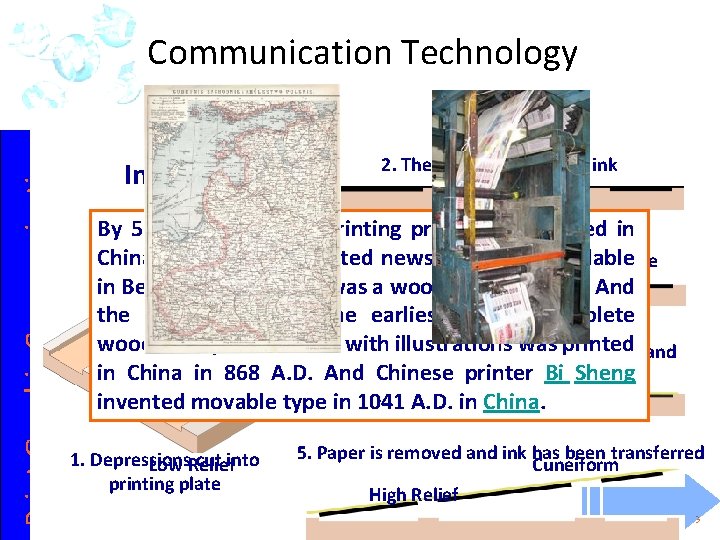 Print Graphic Communication Technology – Major Processes: • Relief 2. The plate is covered