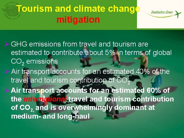 Tourism and climate change mitigation Ø GHG emissions from travel and tourism are estimated