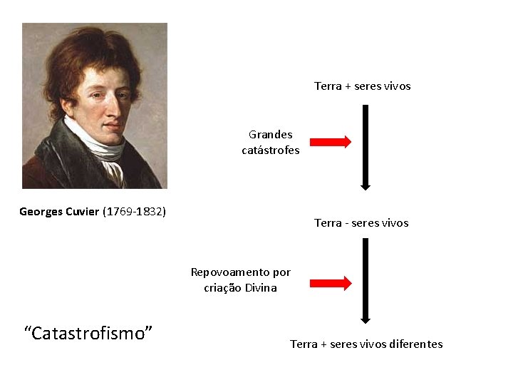 Terra + seres vivos Grandes catástrofes Georges Cuvier (1769 -1832) Terra - seres vivos