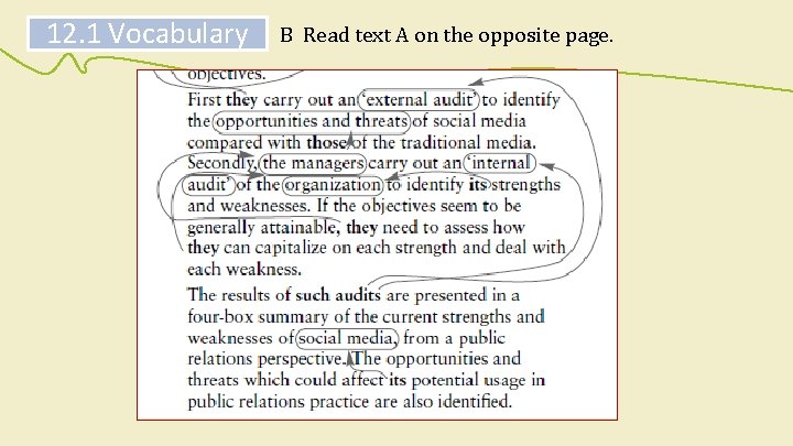 12. 1 Vocabulary B Read text A on the opposite page. 