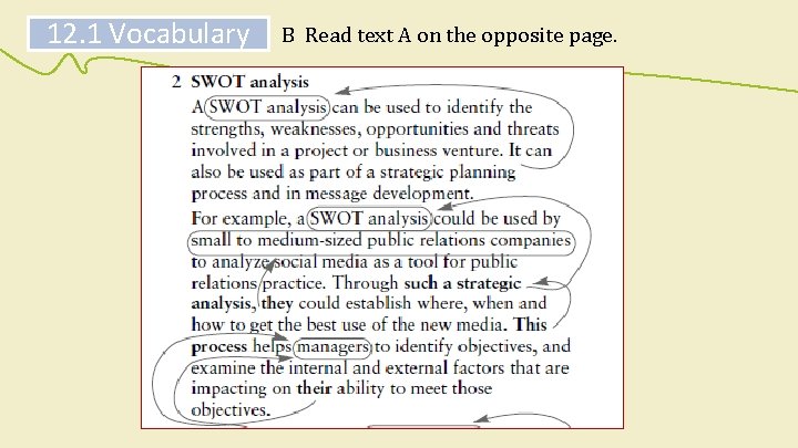 12. 1 Vocabulary B Read text A on the opposite page. 