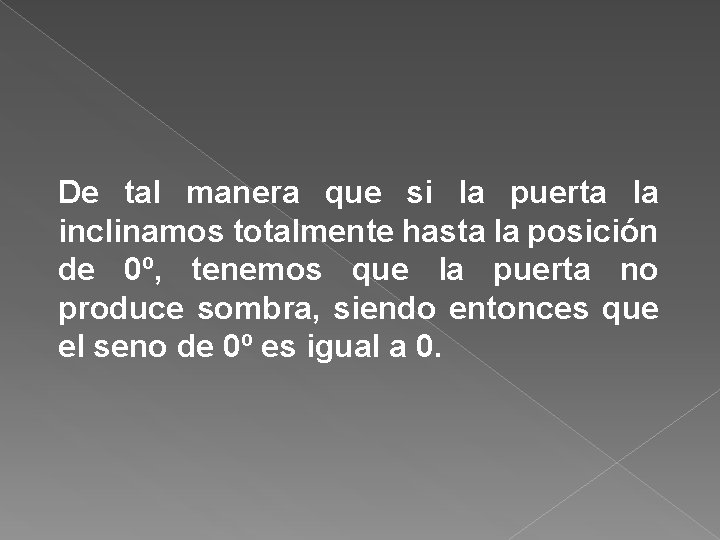 De tal manera que si la puerta la inclinamos totalmente hasta la posición de