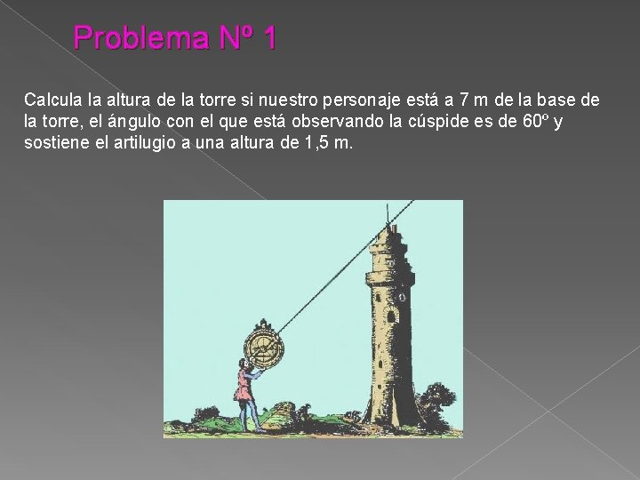 Problema Nº 1 Calcula la altura de la torre si nuestro personaje está a