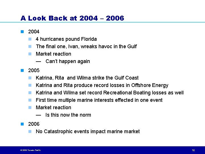 A Look Back at 2004 – 2006 n 2004 n 4 hurricanes pound Florida