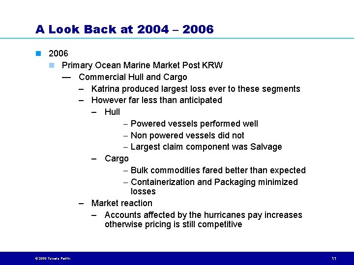 A Look Back at 2004 – 2006 n Primary Ocean Marine Market Post KRW