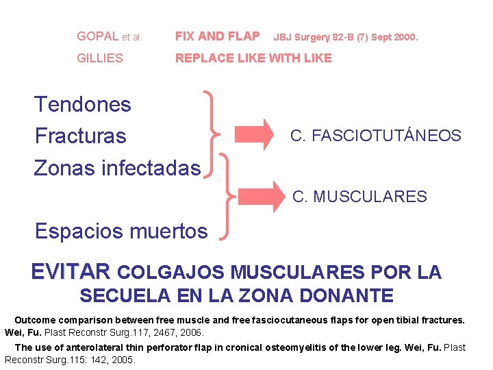 GOPAL et al. FIX AND FLAP GILLIES REPLACE LIKE WITH LIKE Tendones Fracturas Zonas