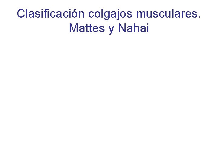 Clasificación colgajos musculares. Mattes y Nahai 