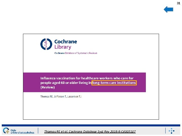 31 Thomas RE et al. Cochrane Database Syst Rev 2016; 6: Cd 005187 