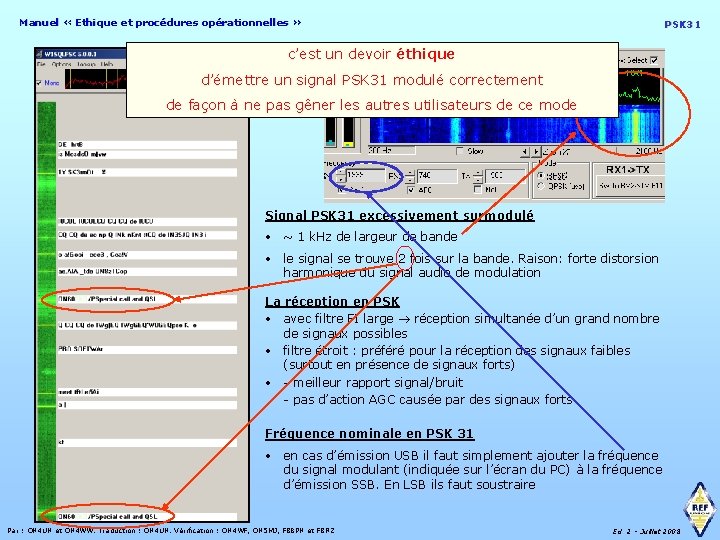 Manuel « Ethique et procédures opérationnelles » PSK 31 c’est un devoir éthique d’émettre