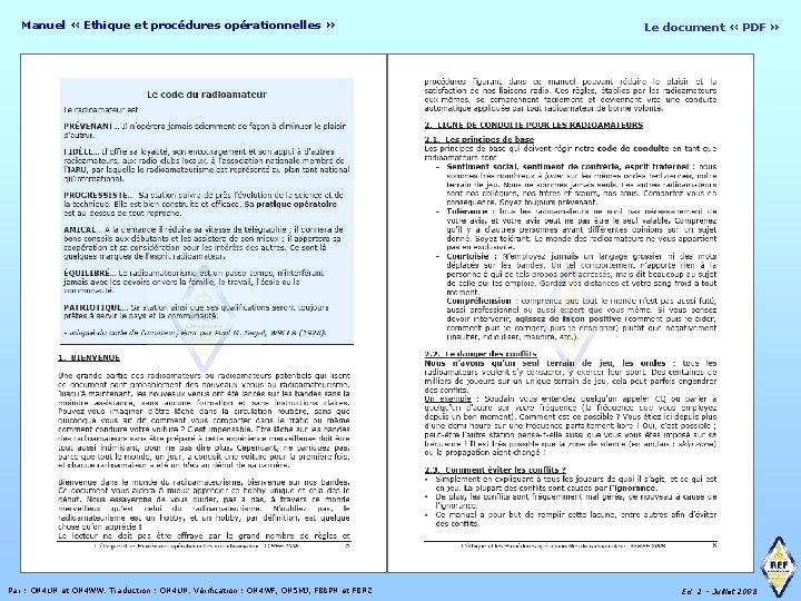 Manuel « Ethique et procédures opérationnelles » Par : ON 4 UN et ON