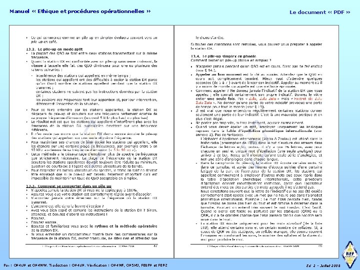 Manuel « Ethique et procédures opérationnelles » Par : ON 4 UN et ON