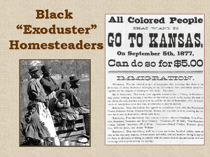 Black “Exoduster” Homesteaders 