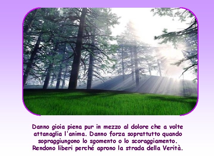 Danno gioia piena pur in mezzo al dolore che a volte attanaglia l'anima. Danno