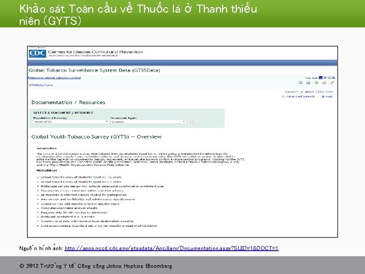 Khảo sát Toàn cầu về Thuốc lá ở Thanh thiếu niên (GYTS) Nguô n