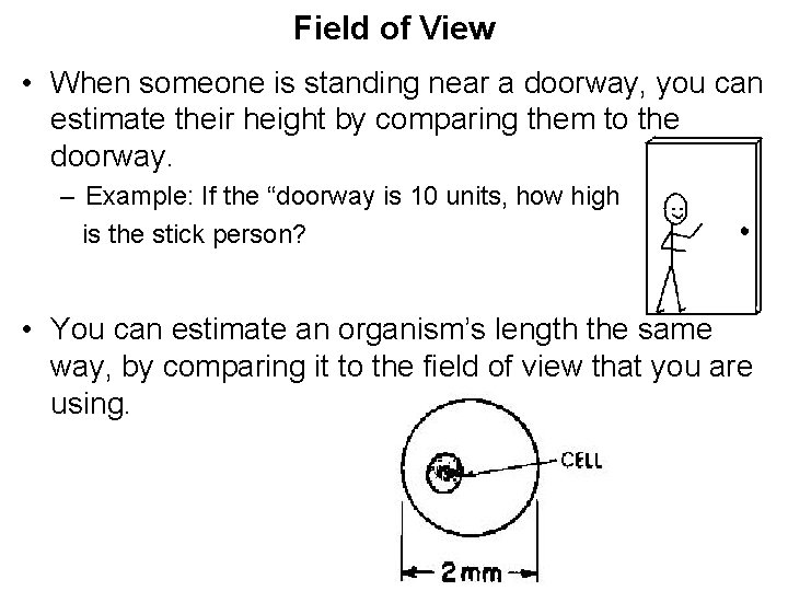 Field of View • When someone is standing near a doorway, you can estimate