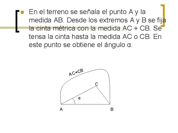 n En el terreno se señala el punto A y la medida AB. Desde n En el terreno se señala el punto A y la medida AB. Desde
