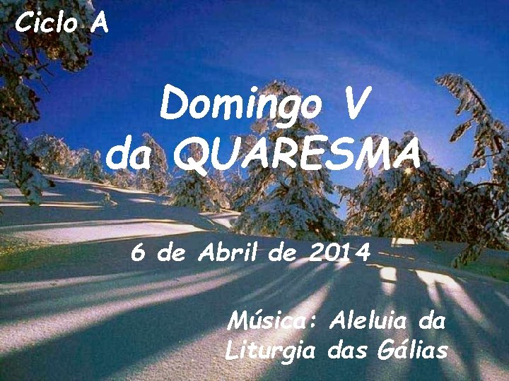 Ciclo A Domingo V da QUARESMA 6 de Abril de 2014 Música: Aleluia da Ciclo A Domingo V da QUARESMA 6 de Abril de 2014 Música: Aleluia da