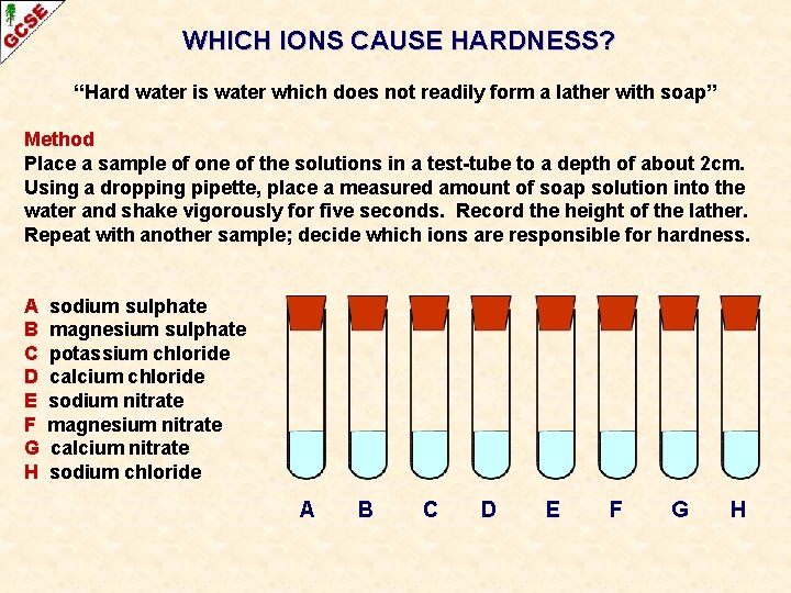 WHICH IONS CAUSE HARDNESS? “Hard water is water which does not readily form a