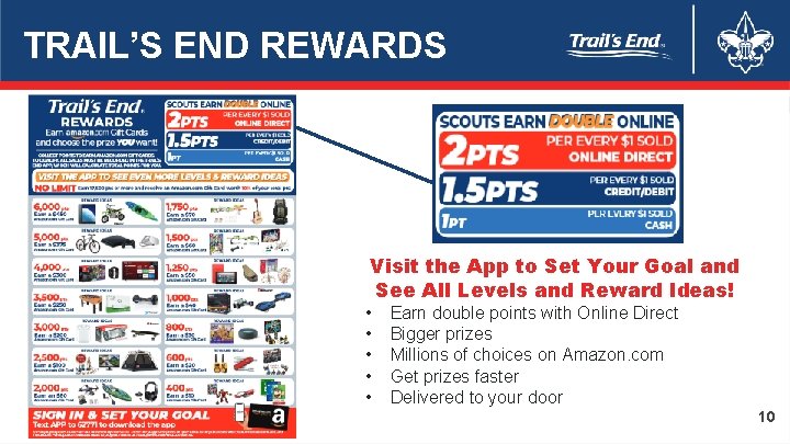 TRAIL’S END REWARDS Visit the App to Set Your Goal and See All Levels
