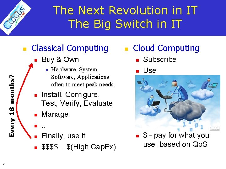 The Next Revolution in IT The Big Switch in IT n Classical Computing n