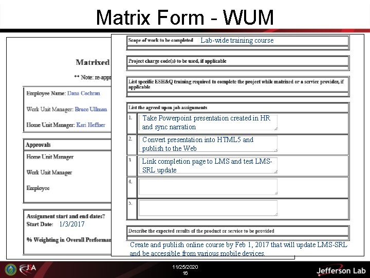 Matrix Form - WUM Lab-wide training course Take Powerpoint presentation created in HR and Matrix Form - WUM Lab-wide training course Take Powerpoint presentation created in HR and