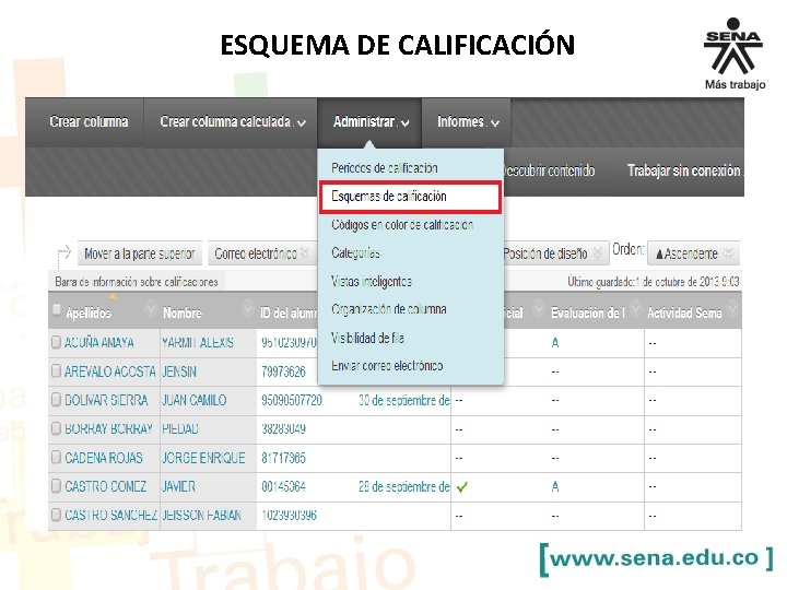 ESQUEMA DE CALIFICACIÓN 