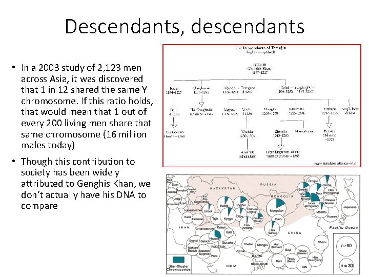 Descendants, descendants • In a 2003 study of 2, 123 men across Asia, it Descendants, descendants • In a 2003 study of 2, 123 men across Asia, it
