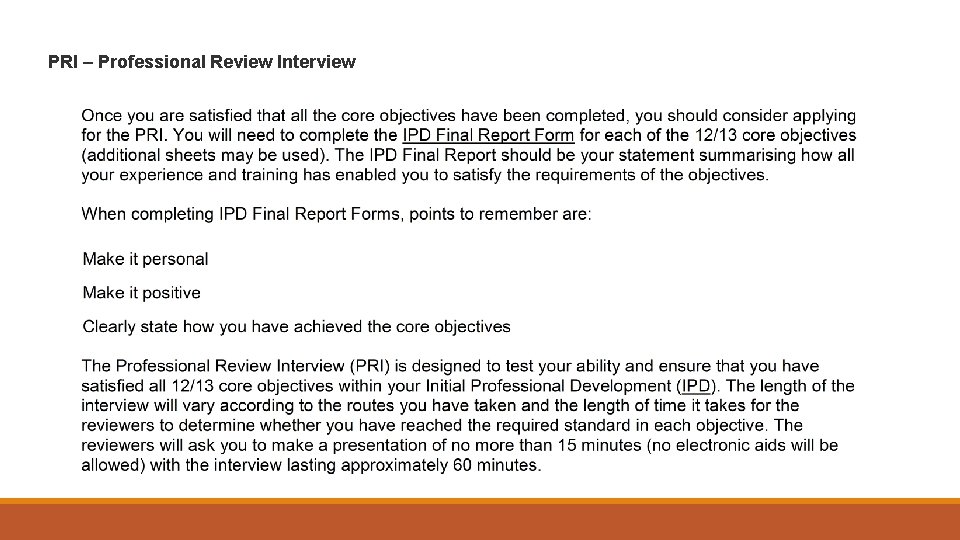 PRI – Professional Review Interview 