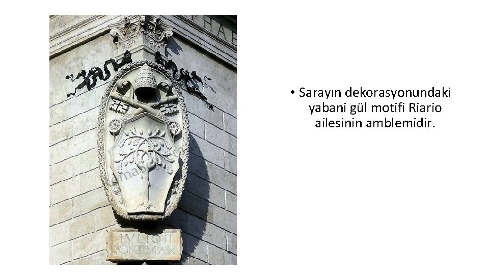  • Sarayın dekorasyonundaki yabani gül motifi Riario ailesinin amblemidir. 