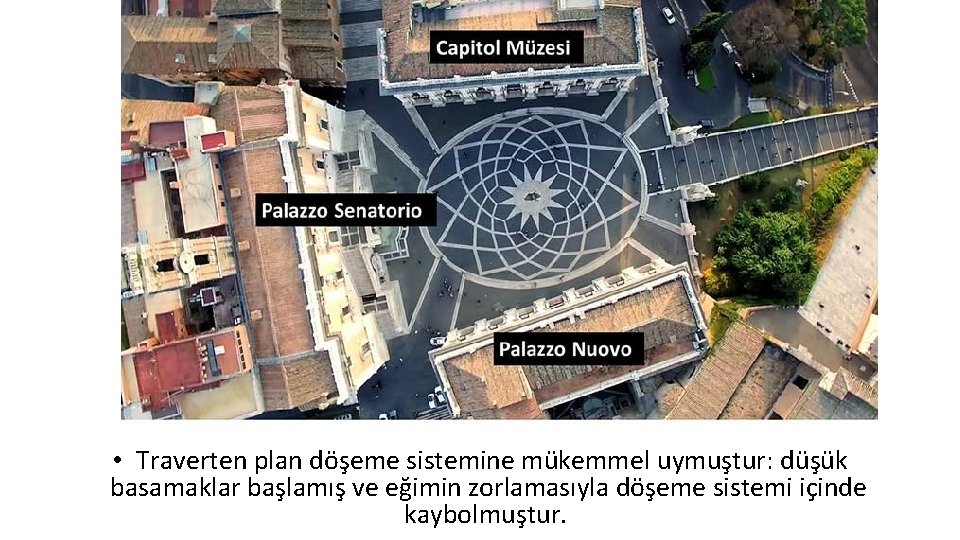  • Traverten plan döşeme sistemine mükemmel uymuştur: düşük basamaklar başlamış ve eğimin zorlamasıyla