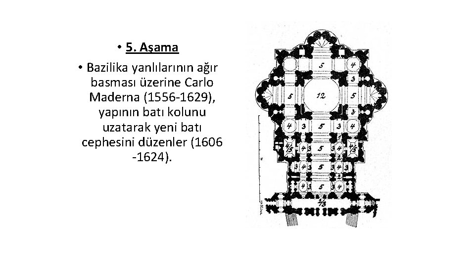  • 5. Aşama • Bazilika yanlılarının ağır basması üzerine Carlo Maderna (1556 -1629),