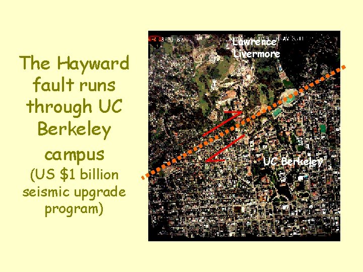 The Hayward fault runs through UC Berkeley campus (US $1 billion seismic upgrade program)