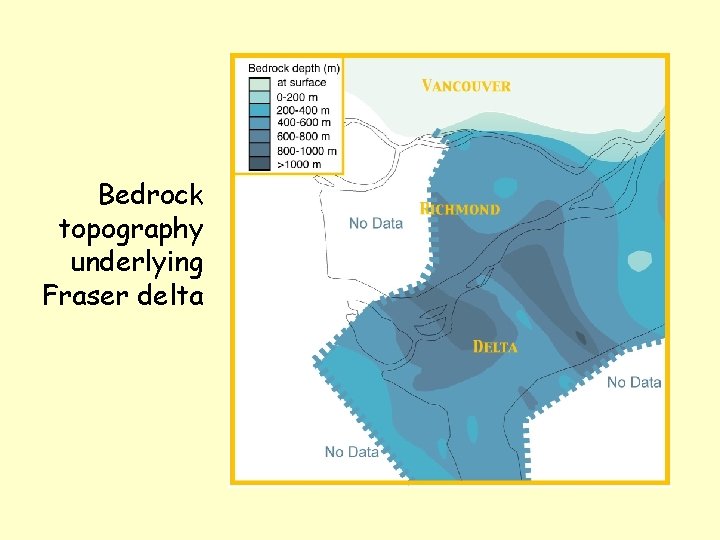 Bedrock topography underlying Fraser delta 