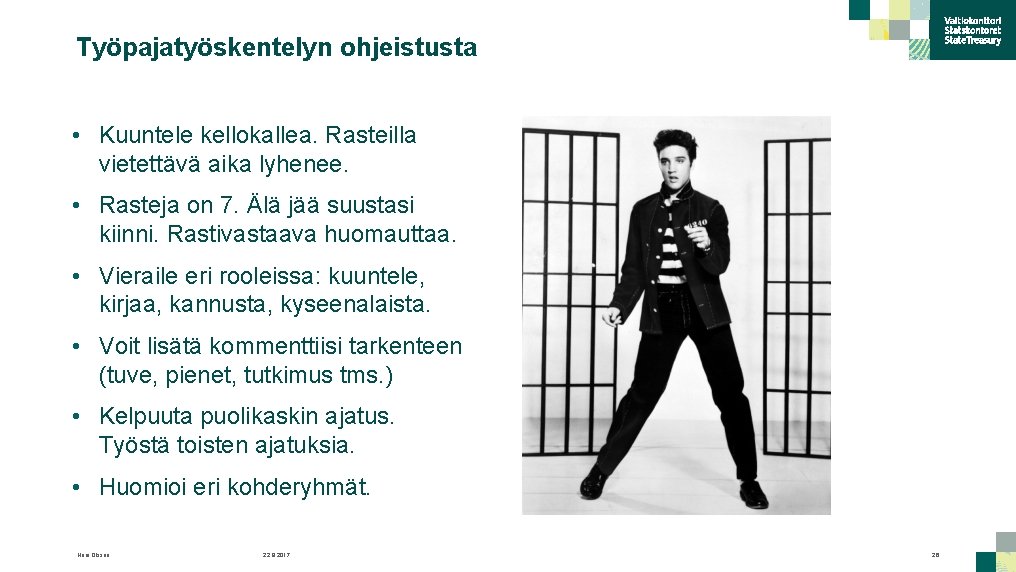 Työpajatyöskentelyn ohjeistusta • Kuuntele kellokallea. Rasteilla vietettävä aika lyhenee. • Rasteja on 7. Älä