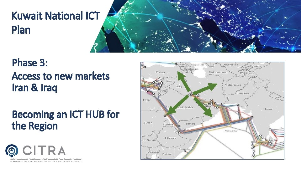 Kuwait National ICT Plan Phase 3: Access to new markets Iran & Iraq Becoming