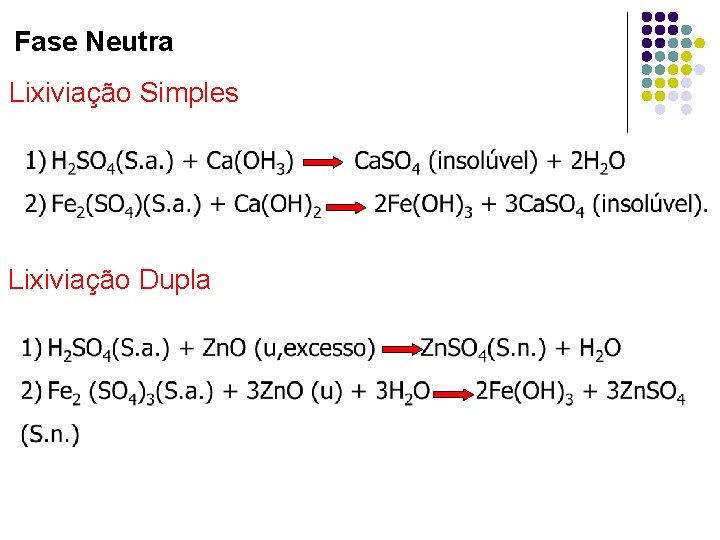 Fase Neutra Lixiviação Simples Lixiviação Dupla 